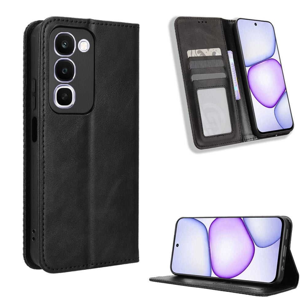 Realme C100 EIDERWOOD Kunstlæder Flip Cover m. Kortholder & Ståfunktion - Sort