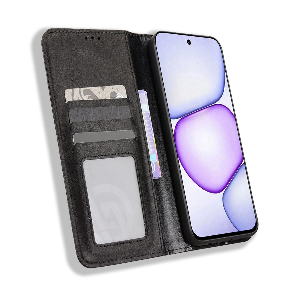 Realme C100 EIDERWOOD Kunstlæder Flip Cover m. Kortholder & Ståfunktion - Sort