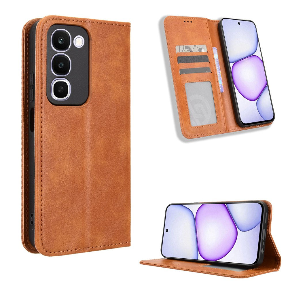 Realme C100 EIDERWOOD Kunstlæder Flip Cover m. Kortholder & Ståfunktion - Brun