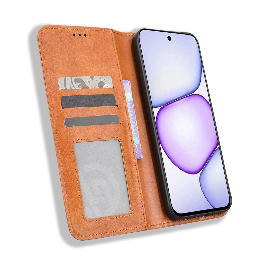 Realme C100 EIDERWOOD Kunstlæder Flip Cover m. Kortholder & Ståfunktion - Brun