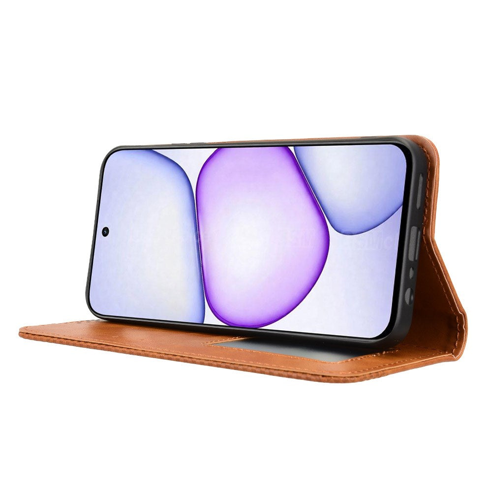 Realme C100 EIDERWOOD Kunstlæder Flip Cover m. Kortholder & Ståfunktion - Brun