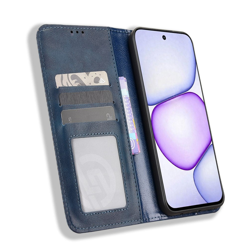 Realme C100 EIDERWOOD Kunstlæder Flip Cover m. Kortholder & Ståfunktion - Blå
