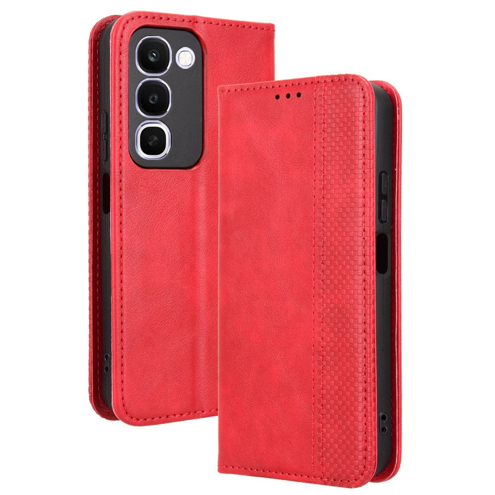 Realme C100 EIDERWOOD Kunstlæder Flip Cover m. Kortholder & Ståfunktion - Rød