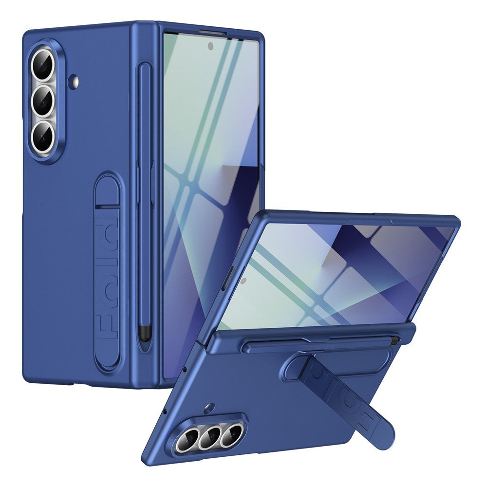 Samsung Galaxy Z Fold8 Hårdt Plast Cover m. Beskyttelsesglas & Kickstand - Mørkeblå
