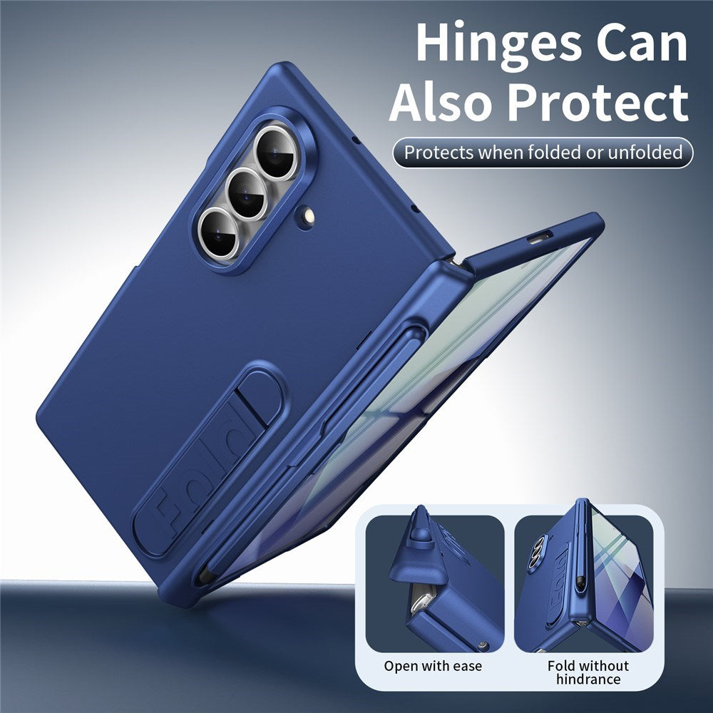 Samsung Galaxy Z Fold8 Hårdt Plast Cover m. Beskyttelsesglas & Kickstand - Mørkeblå
