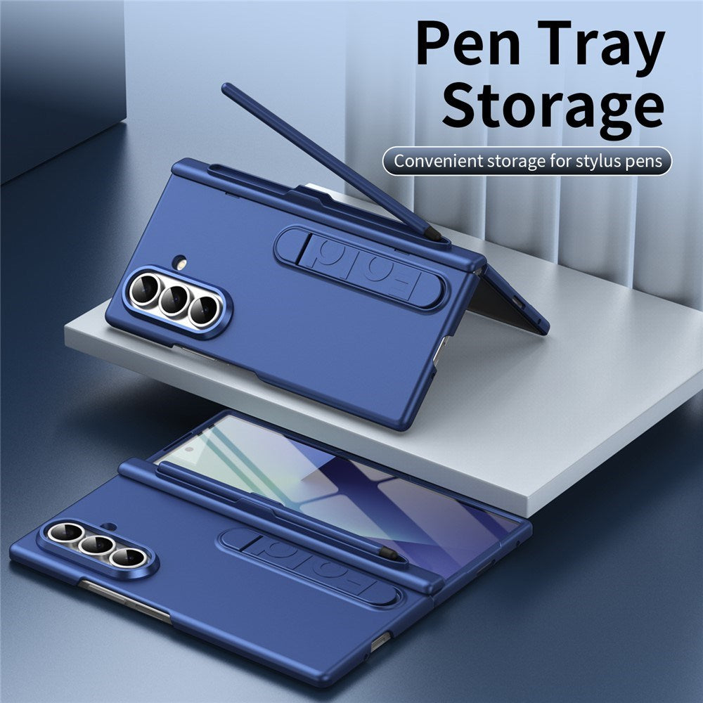 Samsung Galaxy Z Fold8 Hårdt Plast Cover m. Beskyttelsesglas & Kickstand - Mørkeblå