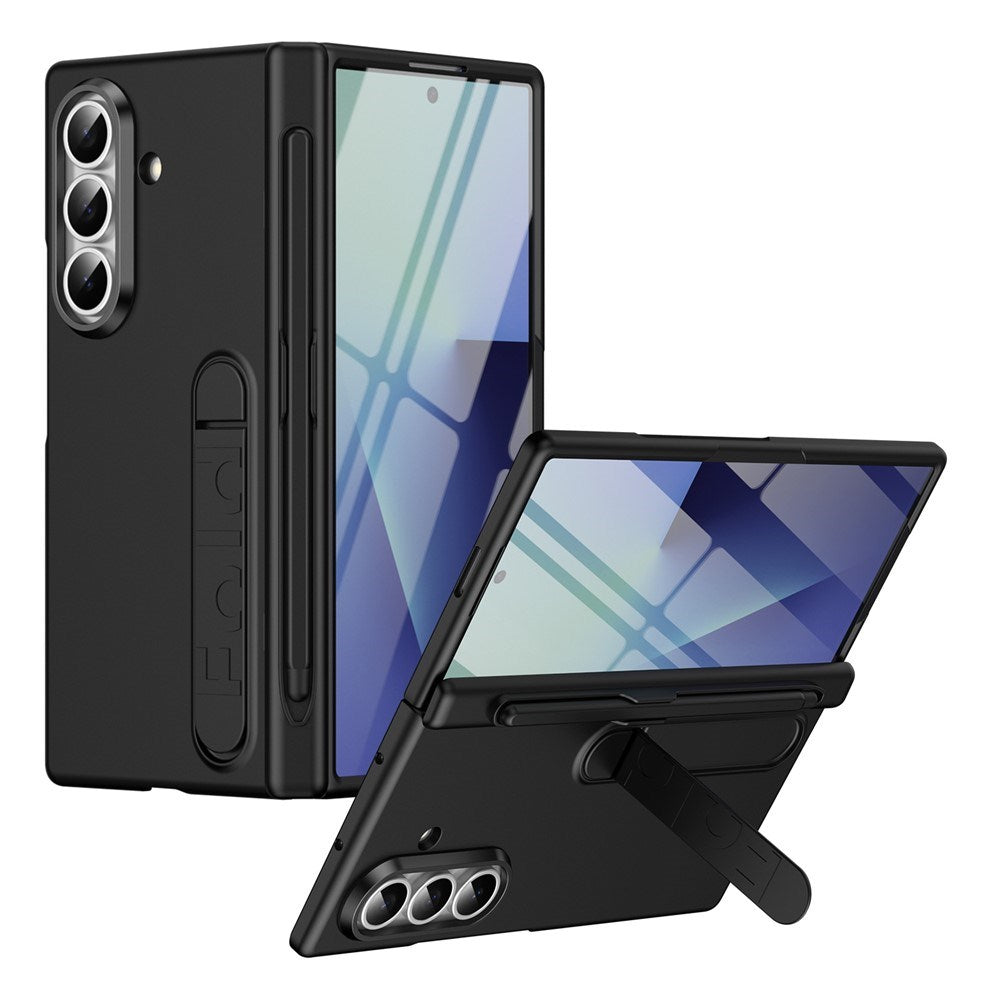 Samsung Galaxy Z Fold8 Hårdt Plast Cover m. Beskyttelsesglas & Kickstand - Sort