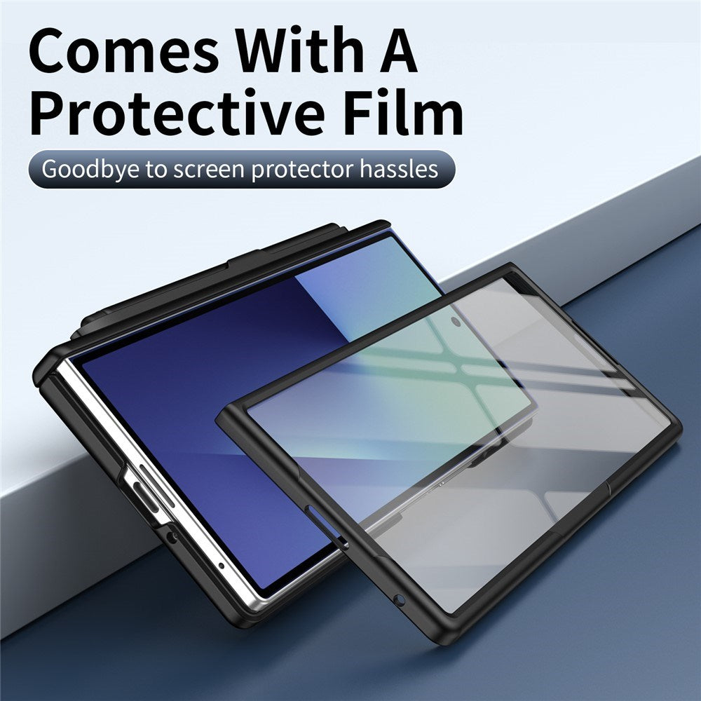 Samsung Galaxy Z Fold8 Hårdt Plast Cover m. Beskyttelsesglas & Kickstand - Sort