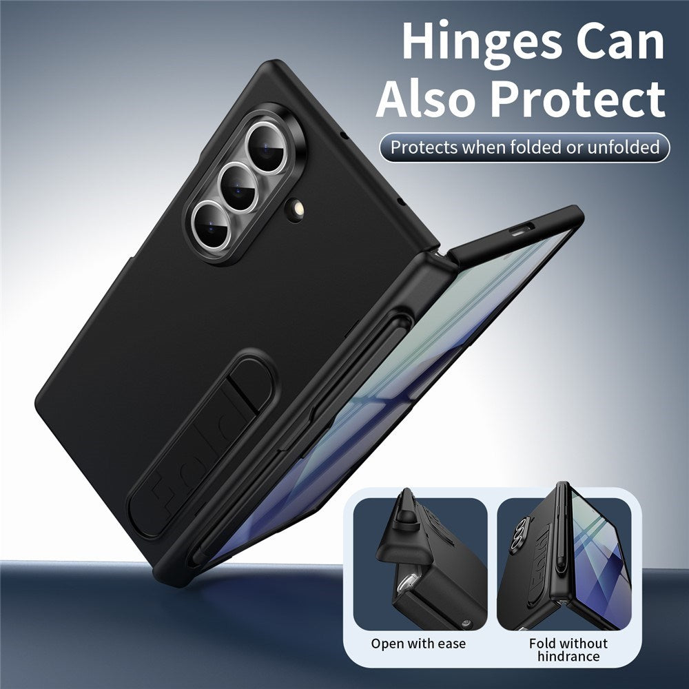 Samsung Galaxy Z Fold8 Hårdt Plast Cover m. Beskyttelsesglas & Kickstand - Sort