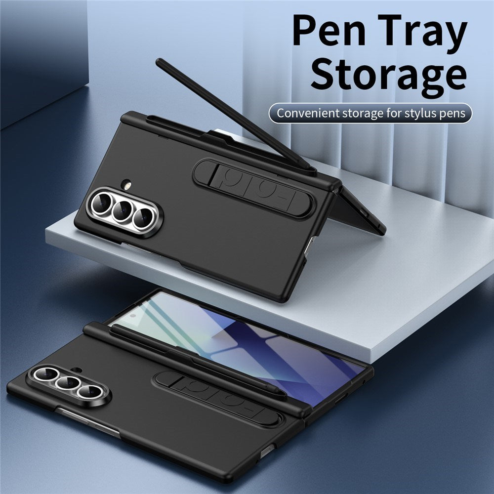 Samsung Galaxy Z Fold8 Hårdt Plast Cover m. Beskyttelsesglas & Kickstand - Sort