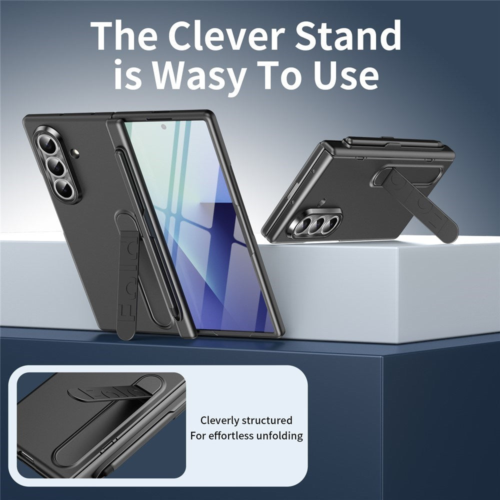 Samsung Galaxy Z Fold8 Hårdt Plast Cover m. Beskyttelsesglas & Kickstand - Grå