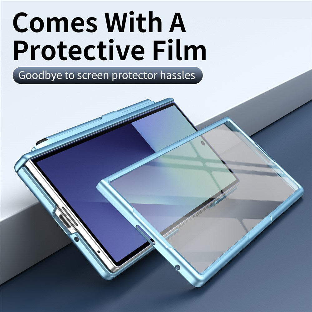Samsung Galaxy Z Fold8 Hårdt Plast Cover m. Beskyttelsesglas & Kickstand - Lyseblå