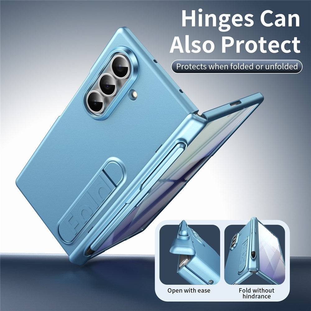 Samsung Galaxy Z Fold8 Hårdt Plast Cover m. Beskyttelsesglas & Kickstand - Lyseblå