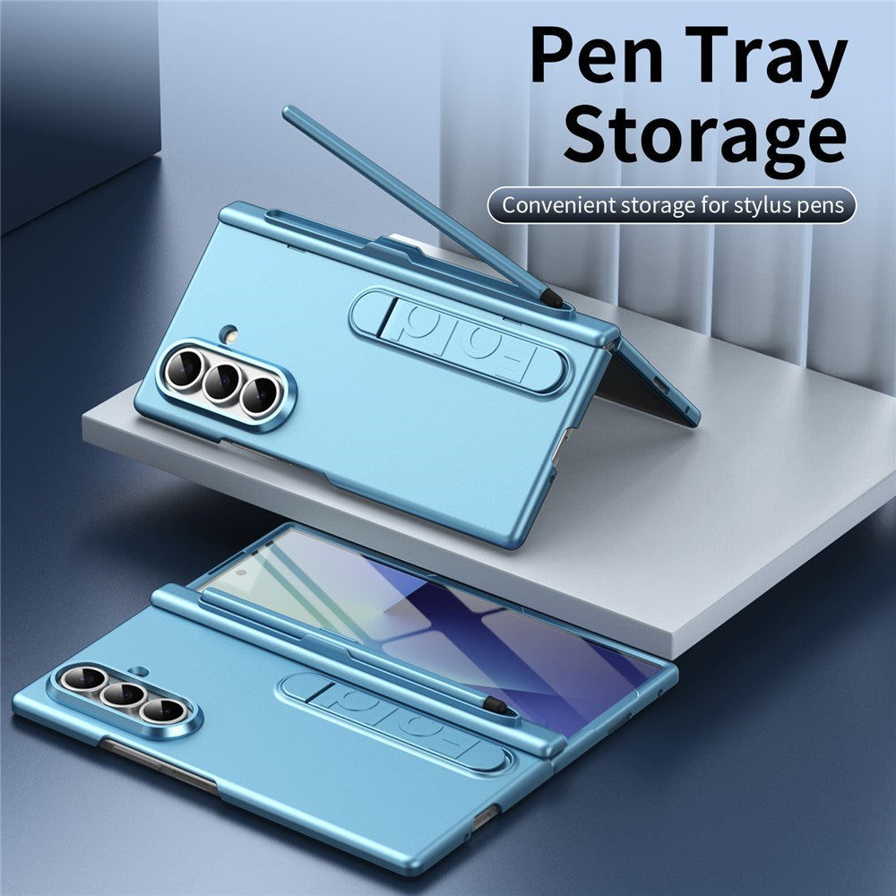 Samsung Galaxy Z Fold8 Hårdt Plast Cover m. Beskyttelsesglas & Kickstand - Lyseblå