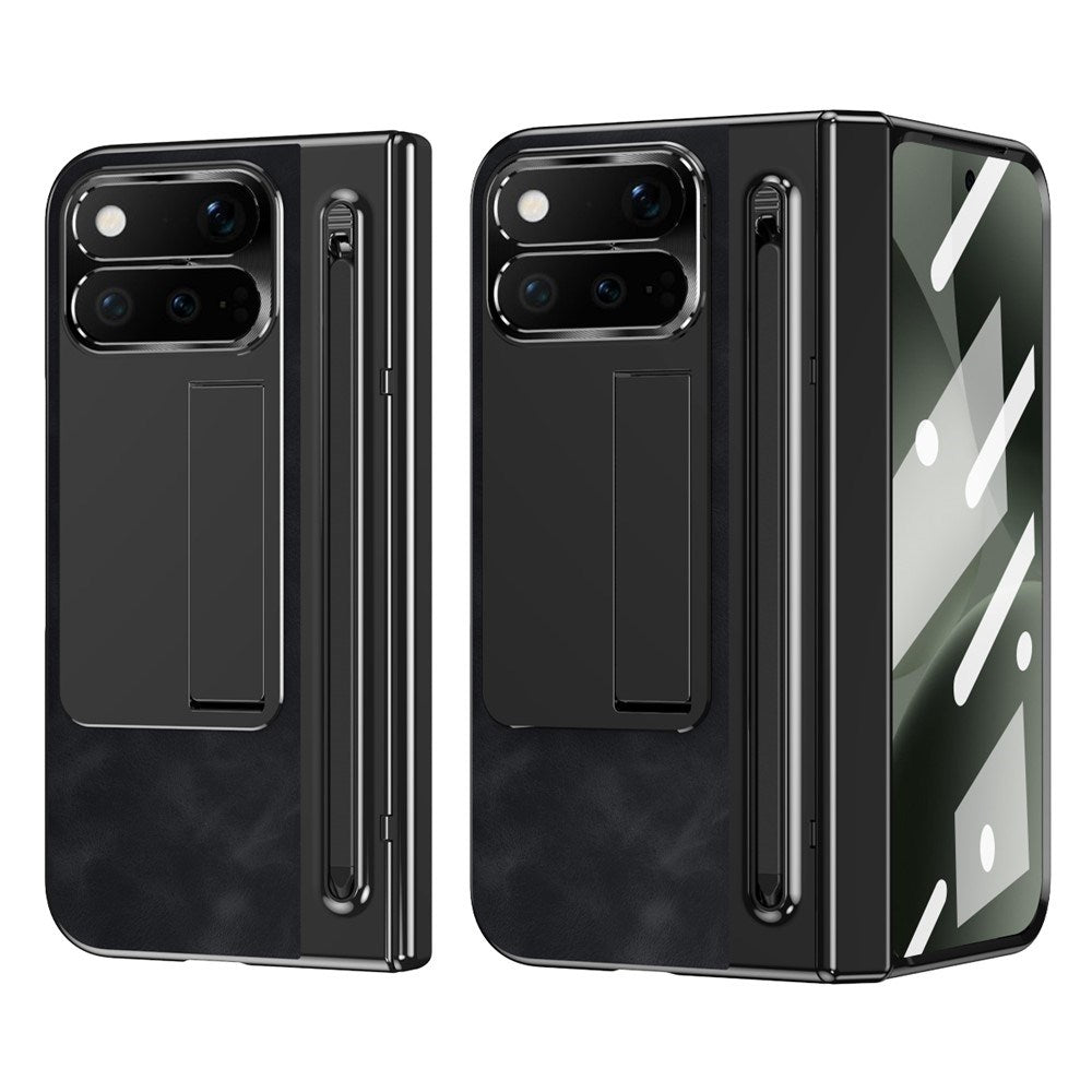 Google Pixel 11 Pro Fold EIDERWOOD Kunstlæder Cover m. Hærdet Glas - Sort