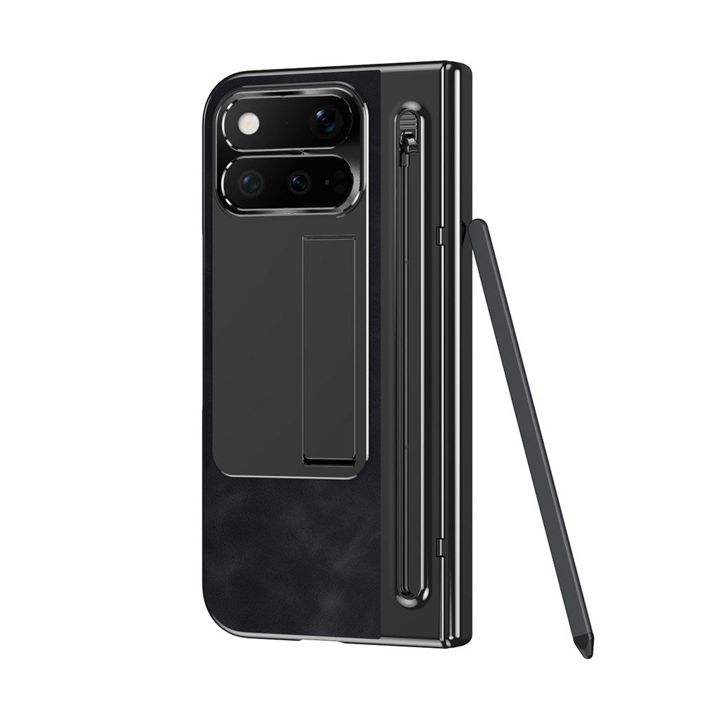 Google Pixel 11 Pro Fold EIDERWOOD Kunstlæder Cover m. Hærdet Glas - Sort