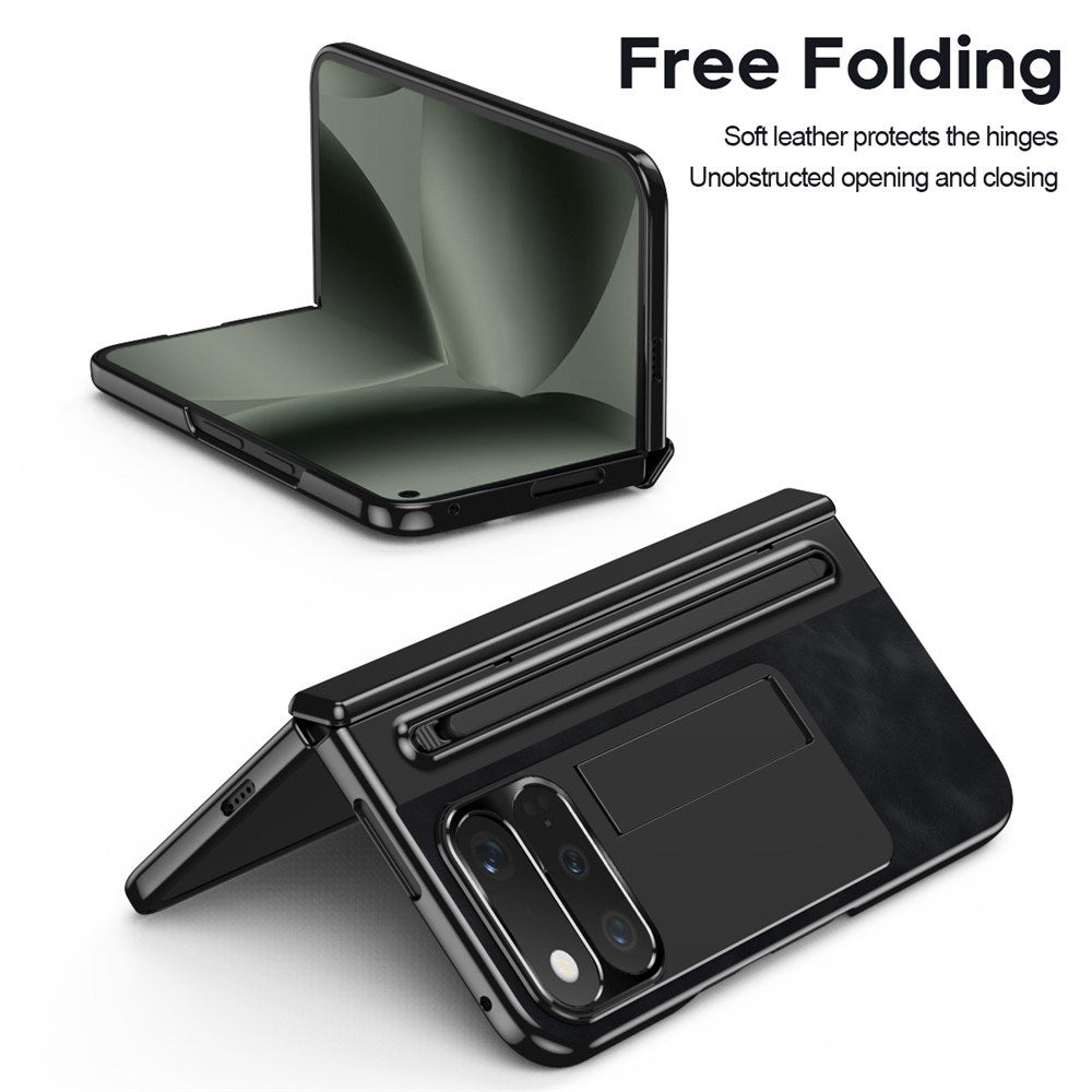 Google Pixel 11 Pro Fold EIDERWOOD Kunstlæder Cover m. Hærdet Glas - Sort