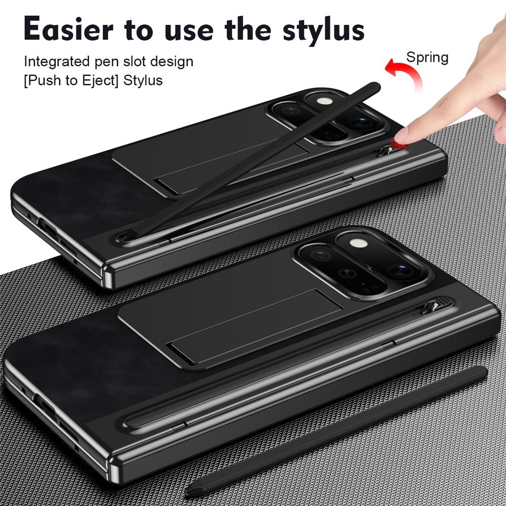Google Pixel 11 Pro Fold EIDERWOOD Kunstlæder Cover m. Hærdet Glas - Sort