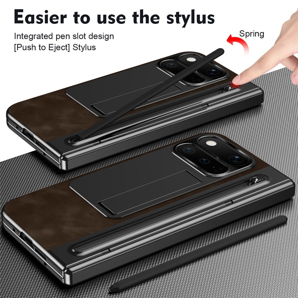 Google Pixel 11 Pro Fold EIDERWOOD Kunstlæder Cover m. Hærdet Glas - Mørkebrun / Sort