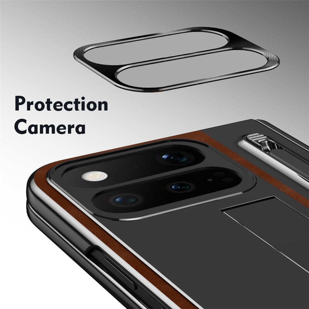 Google Pixel 11 Pro Fold EIDERWOOD Kunstlæder Cover m. Hærdet Glas - Brun / Sort