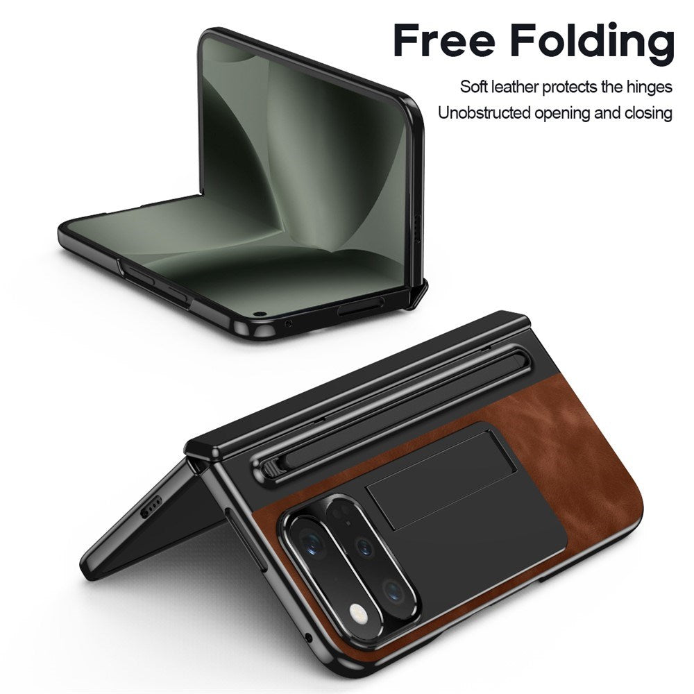 Google Pixel 11 Pro Fold EIDERWOOD Kunstlæder Cover m. Hærdet Glas - Brun / Sort