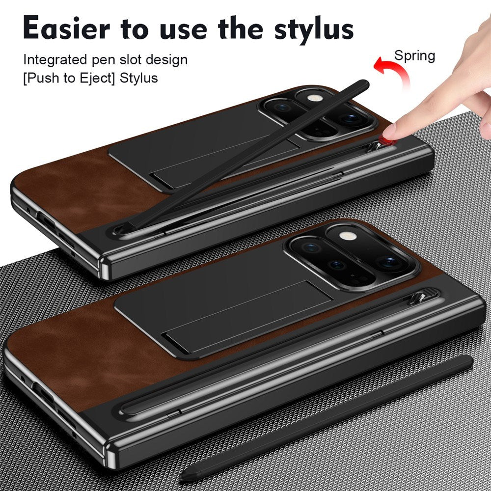 Google Pixel 11 Pro Fold EIDERWOOD Kunstlæder Cover m. Hærdet Glas - Brun / Sort
