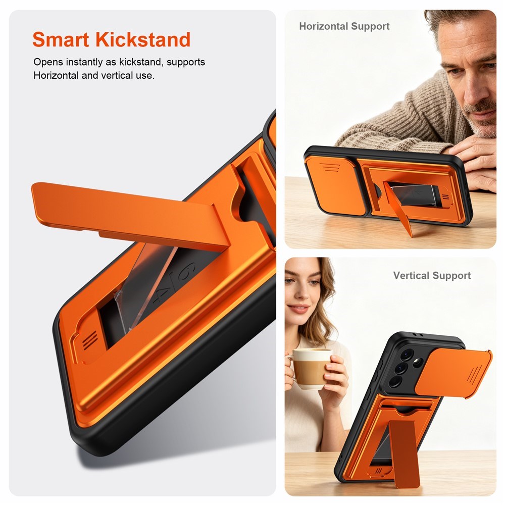Samsung Galaxy A27 EIDERWOOD Hybrid Håndværker Cover m. Kortholder & Cam Slider - Orange