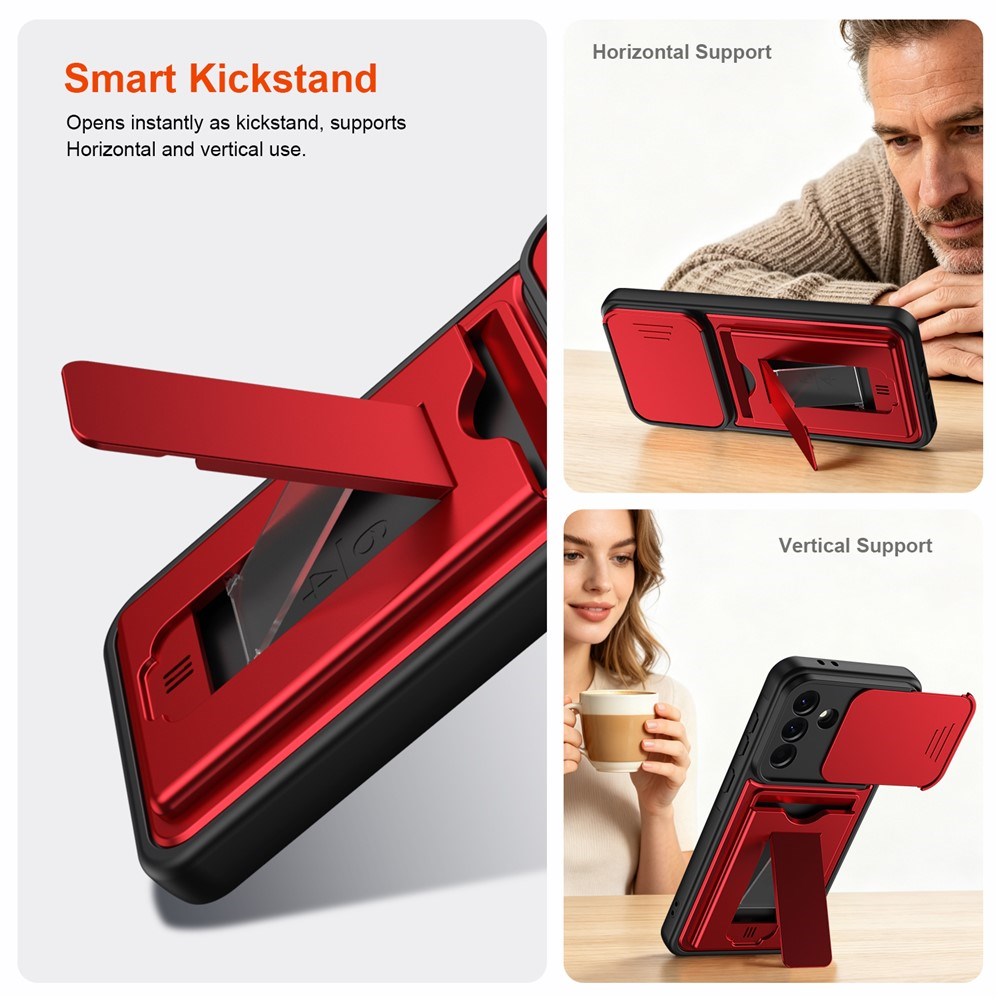 Samsung Galaxy A27 EIDERWOOD Hybrid Håndværker Cover m. Kortholder & Cam Slider - Rød