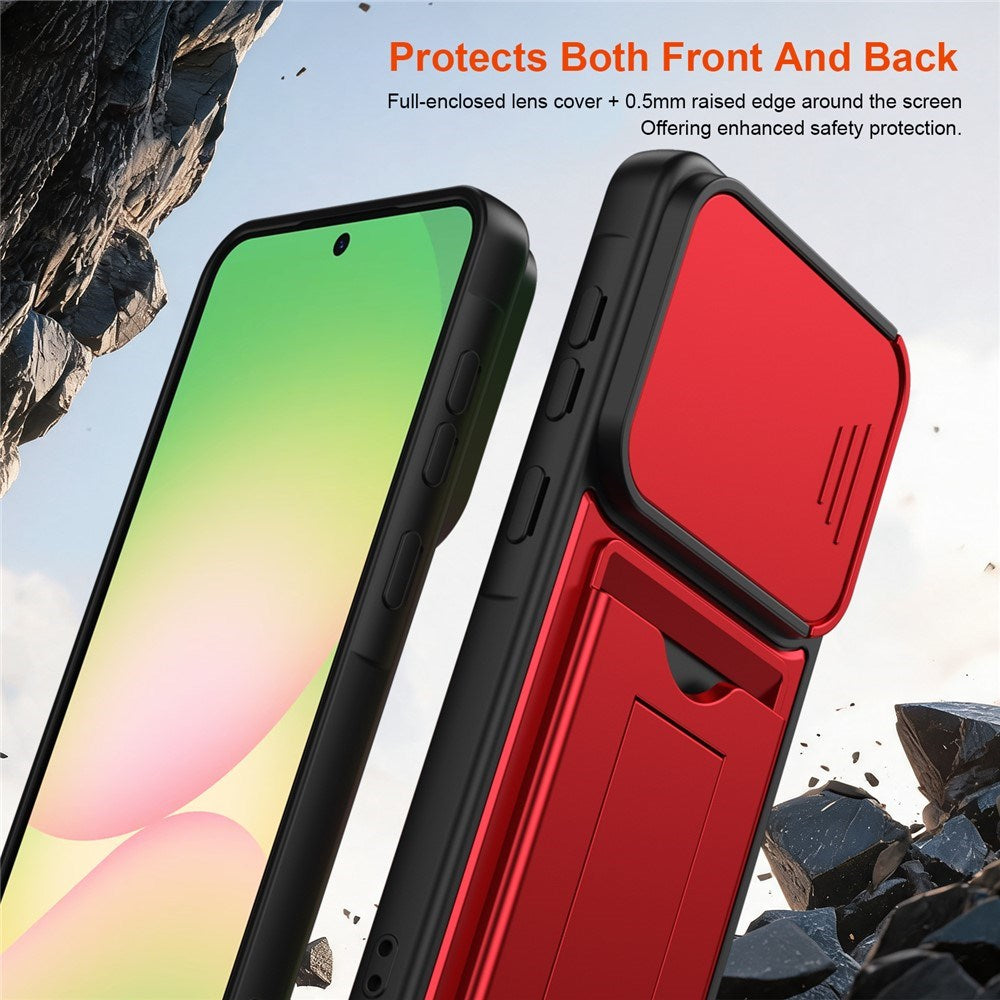 Samsung Galaxy A27 EIDERWOOD Hybrid Håndværker Cover m. Kortholder & Cam Slider - Rød