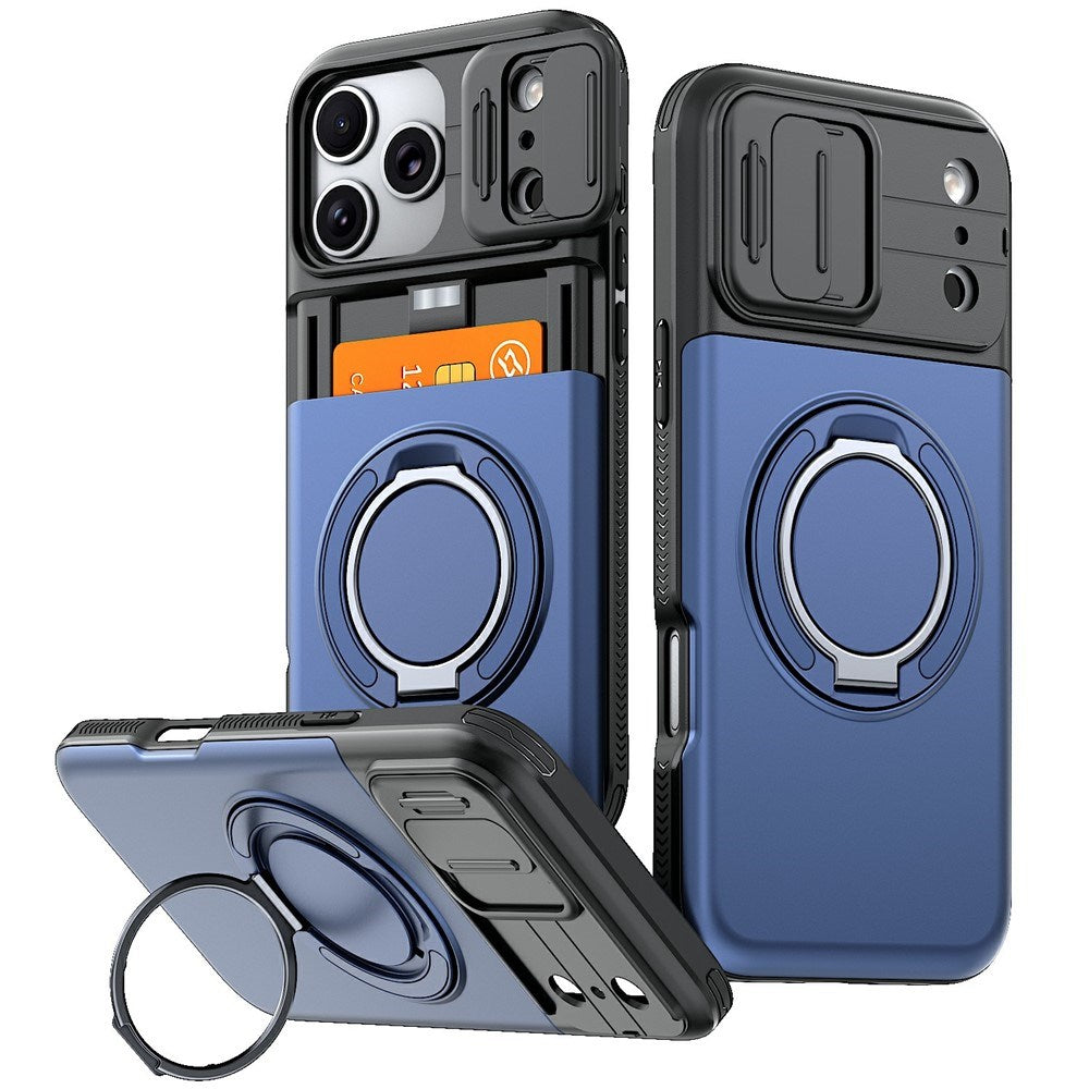 iPhone 18 Pro / 17 Pro EIDERWOOD Hybrid Håndværker Cover m. Kortholder & Cam Slider - MagSafe Kompatibel - Blå