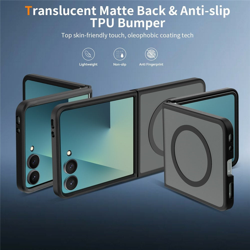 Samsung Galaxy Z Flip8 Mat Fleksibelt Plast Cover - MagSafe Kompatibel - Sort