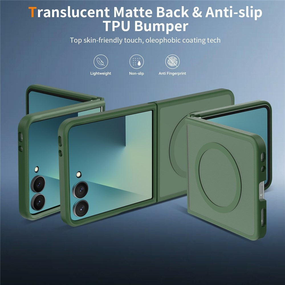 Samsung Galaxy Z Flip8 Mat Fleksibelt Plast Cover - MagSafe Kompatibel - Grøn