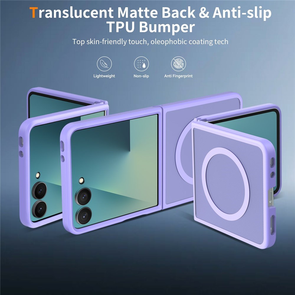 Samsung Galaxy Z Flip8 Mat Fleksibelt Plast Cover - MagSafe Kompatibel - Lilla