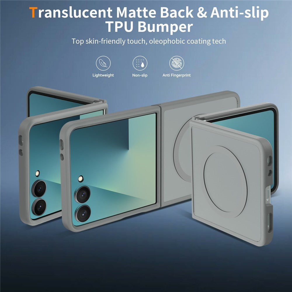 Samsung Galaxy Z Flip8 Mat Fleksibelt Plast Cover - MagSafe Kompatibel - Grå