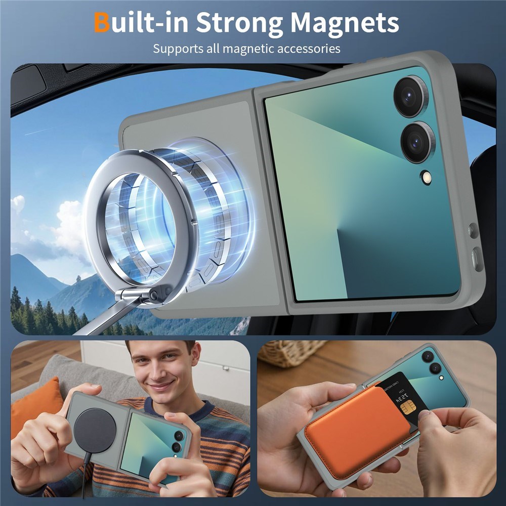 Samsung Galaxy Z Flip8 Mat Fleksibelt Plast Cover - MagSafe Kompatibel - Grå
