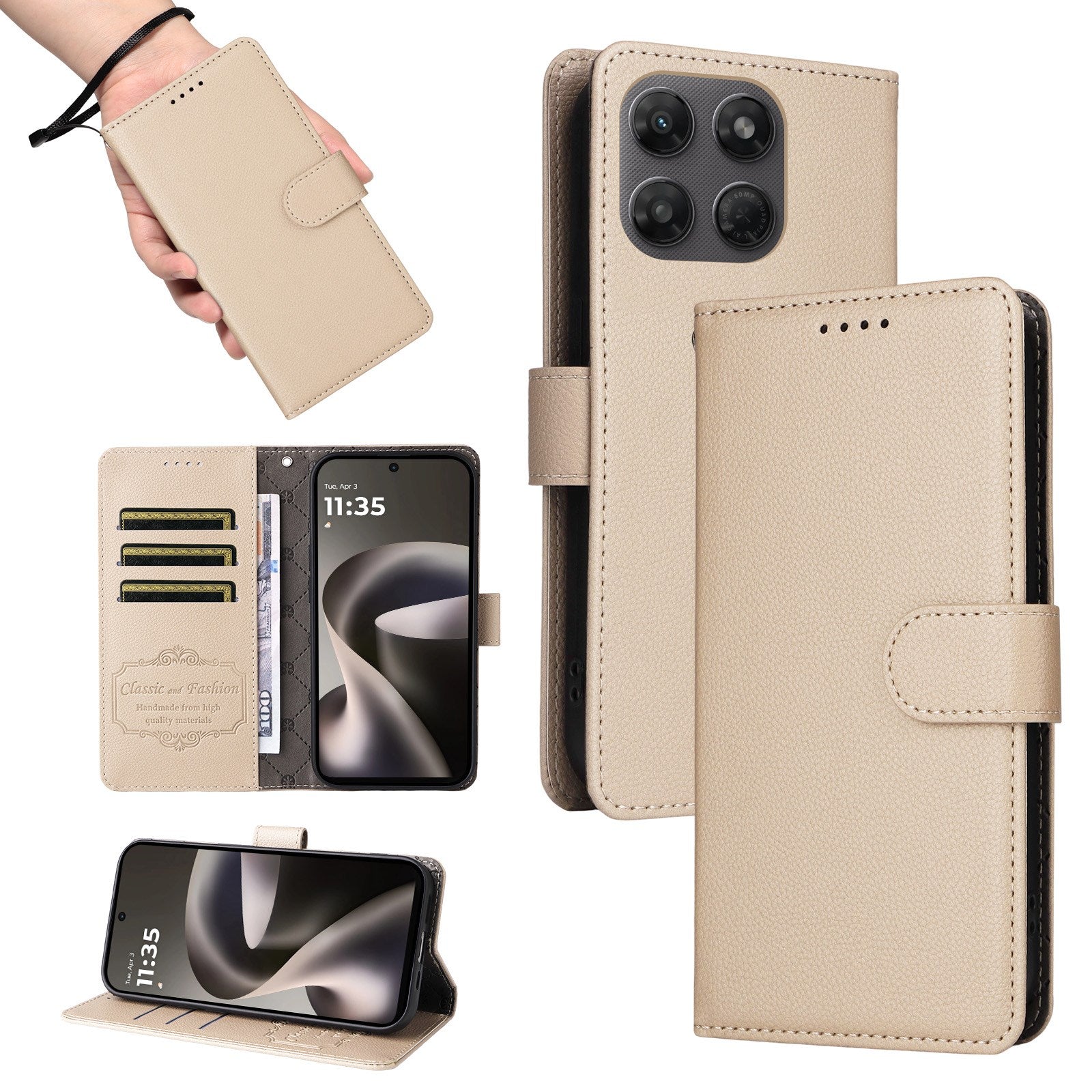 Motorola Moto G47 / G37 EIDERWOOD Flip Cover (RFID Blokering) - Beige