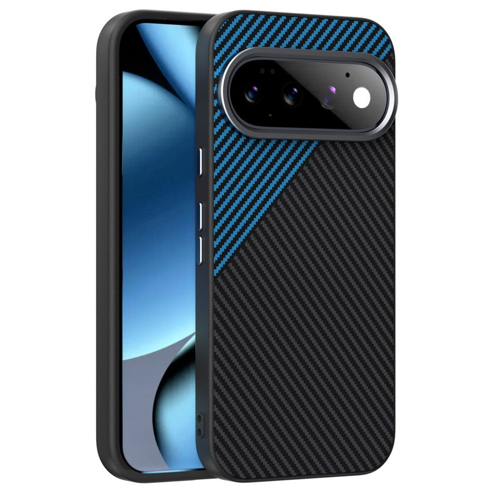 Google Pixel 11 ABEEL Hybrid Cover m. Karbonfibretekstur - Sort / Blå
