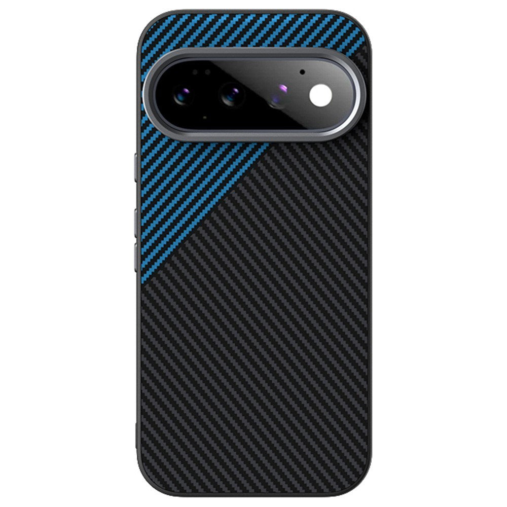 Google Pixel 11 ABEEL Hybrid Cover m. Karbonfibretekstur - Sort / Blå