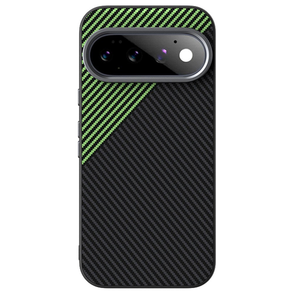 Google Pixel 11 ABEEL Hybrid Cover m. Karbonfibretekstur - Sort / Grøn