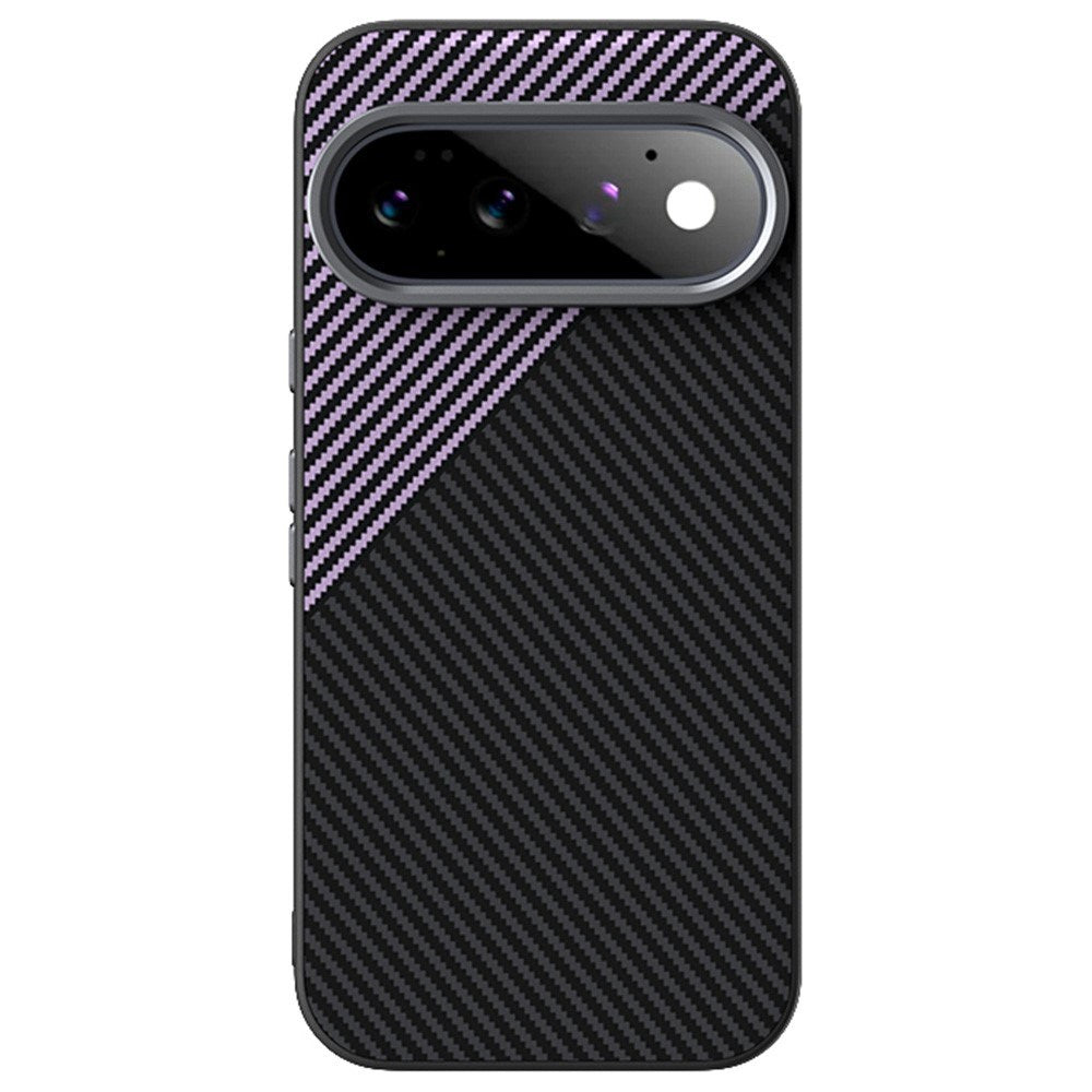 Google Pixel 11 ABEEL Hybrid Cover m. Karbonfibretekstur - Sort / Lilla