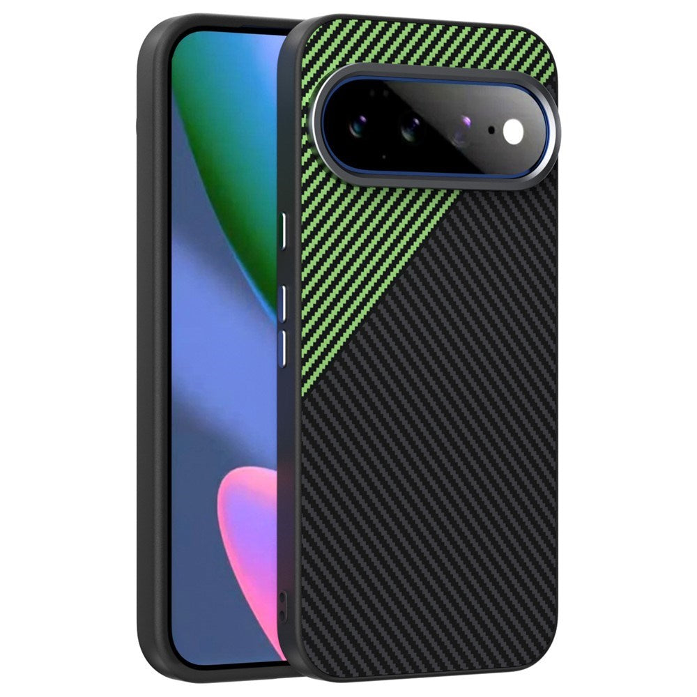 Google Pixel 11 Pro XL ABEEL Hybrid Cover m. Karbonfibretekstur - Sort / Grøn