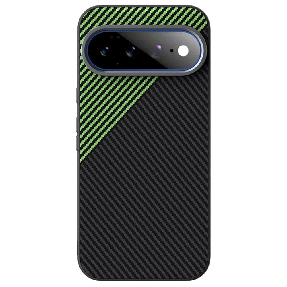 Google Pixel 11 Pro XL ABEEL Hybrid Cover m. Karbonfibretekstur - Sort / Grøn