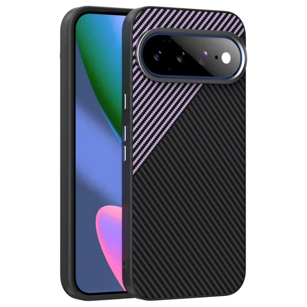 Google Pixel 11 Pro XL ABEEL Hybrid Cover m. Karbonfibretekstur - Sort / Lilla