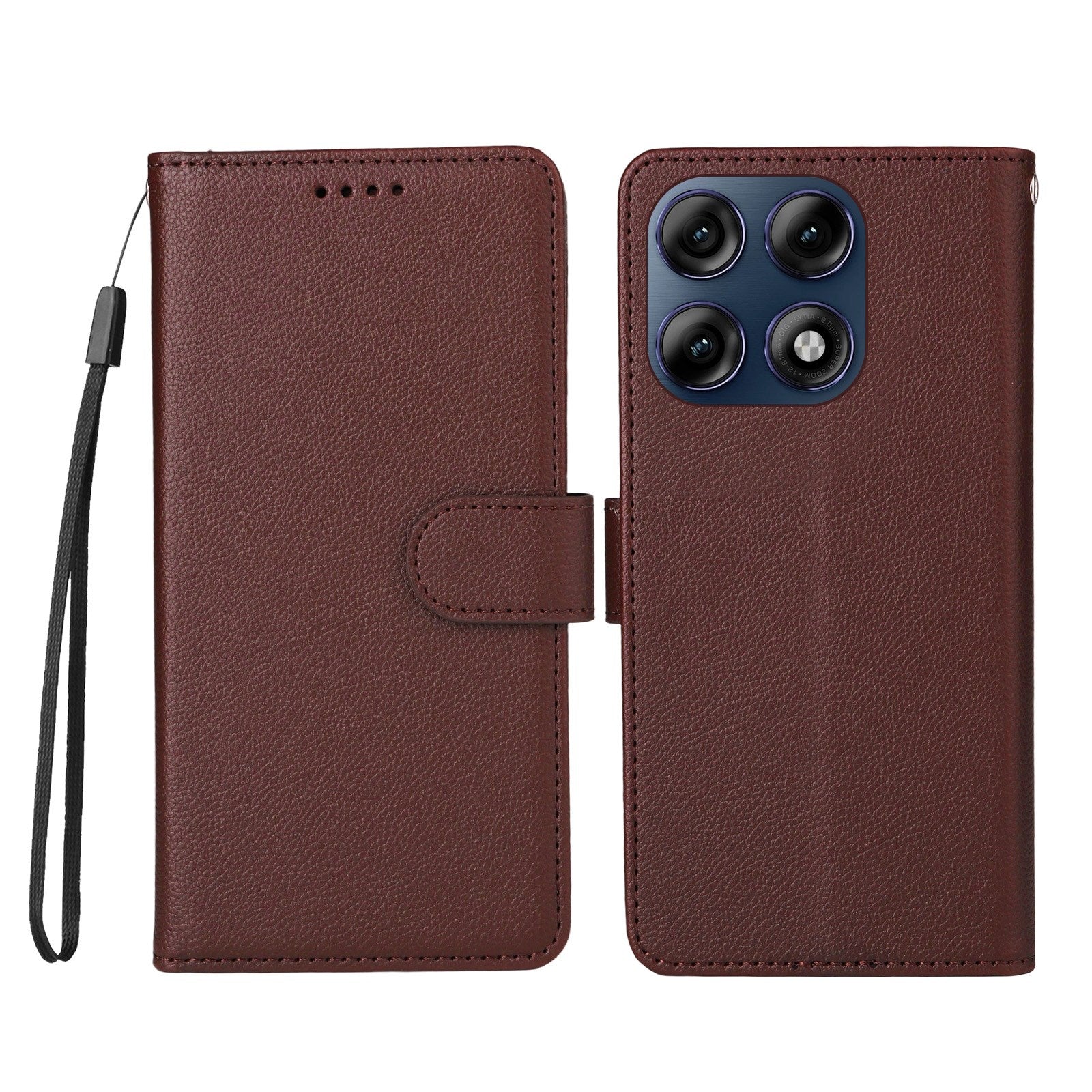 Motorola Edge 70 Pro EIDERWOOD Kunstlæder Flip Cover m. Strop - Brun