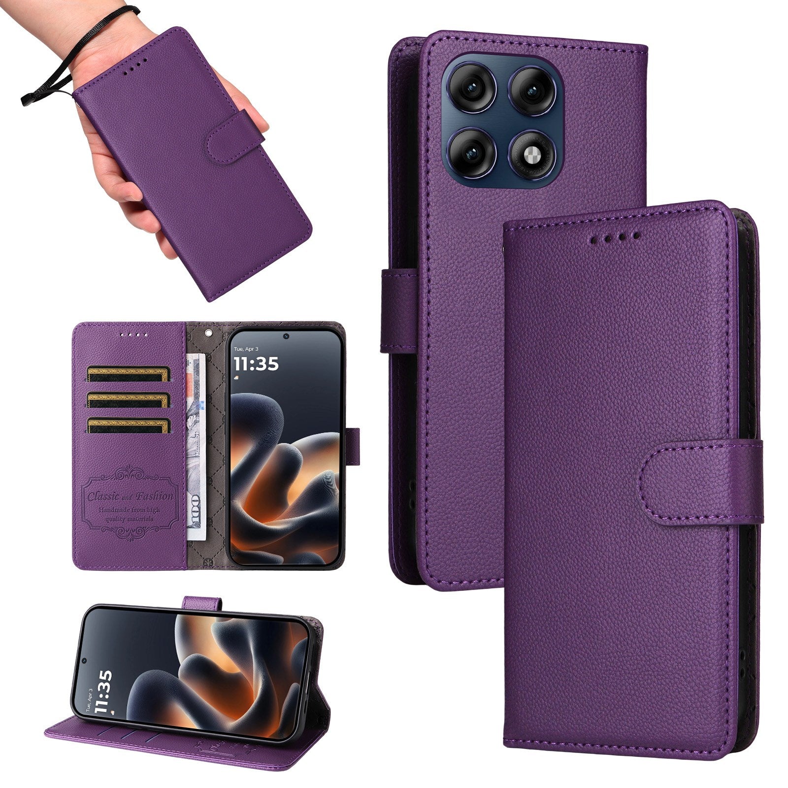 Motorola Edge 70 Pro EIDERWOOD Kunstlæder Flip Cover m. Strop - Lilla