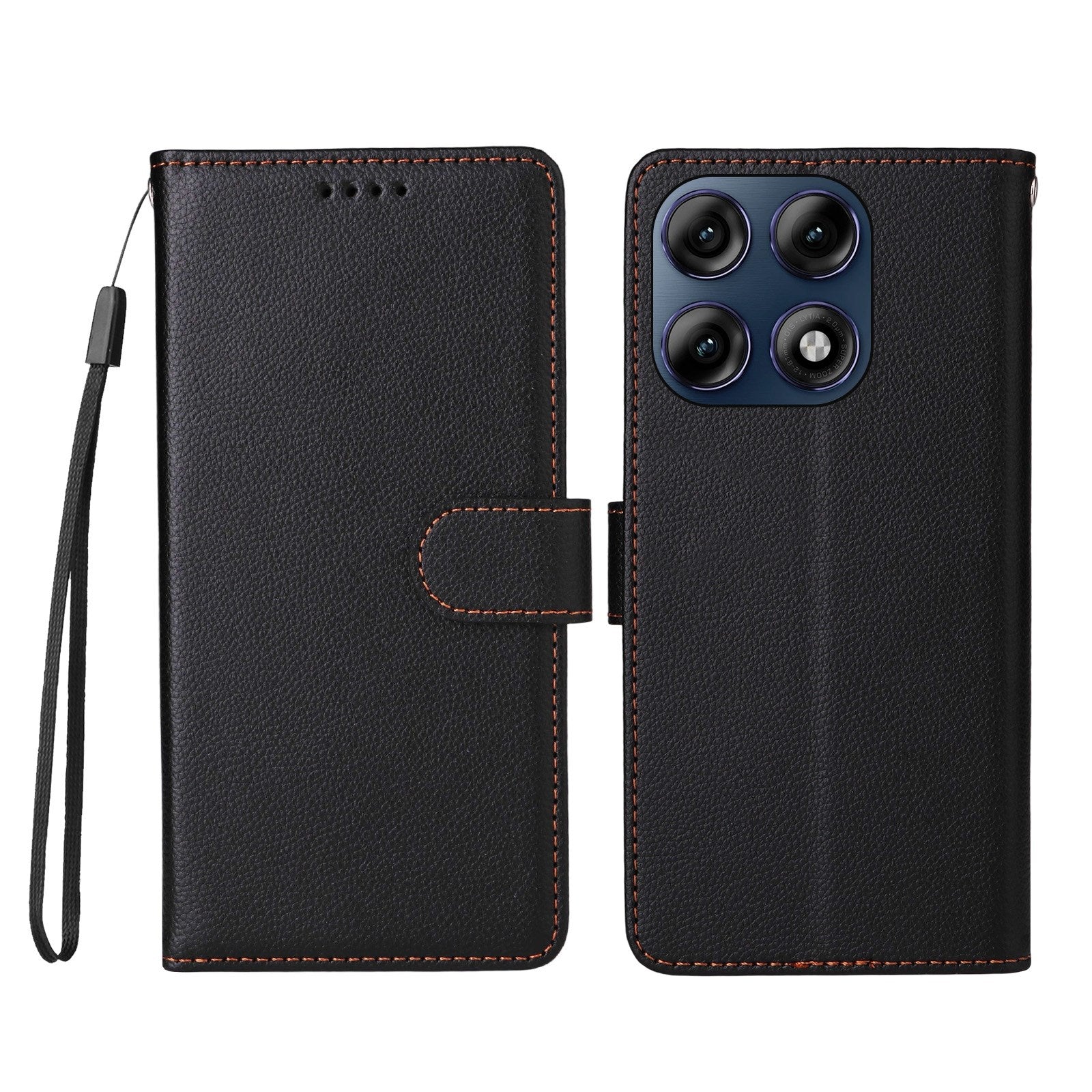 Motorola Edge 70 Pro EIDERWOOD Kunstlæder Flip Cover m. Strop - Sort