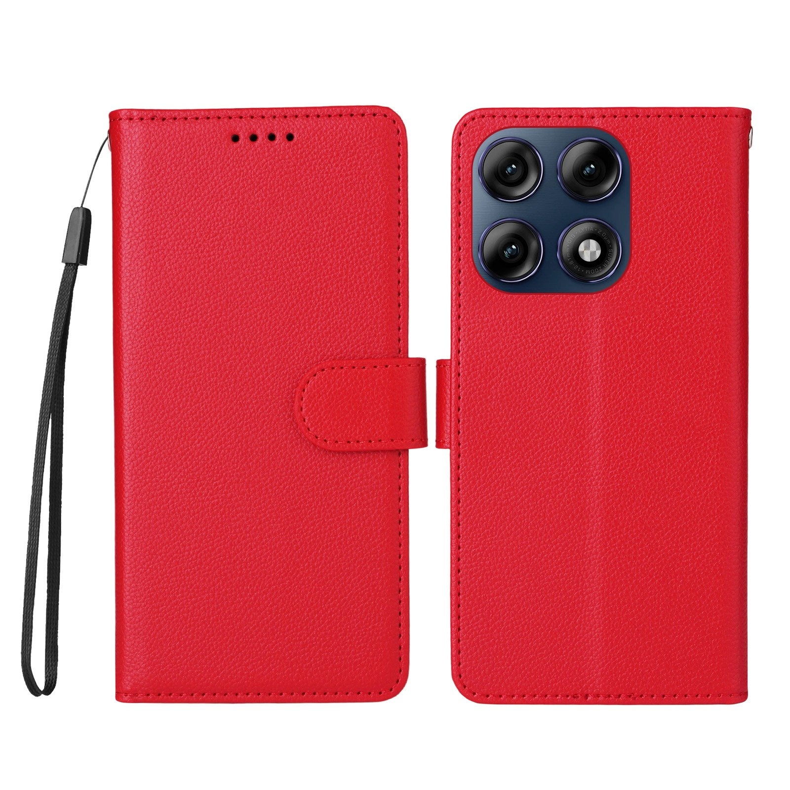 Motorola Edge 70 Pro EIDERWOOD Kunstlæder Flip Cover m. Strop - Rød