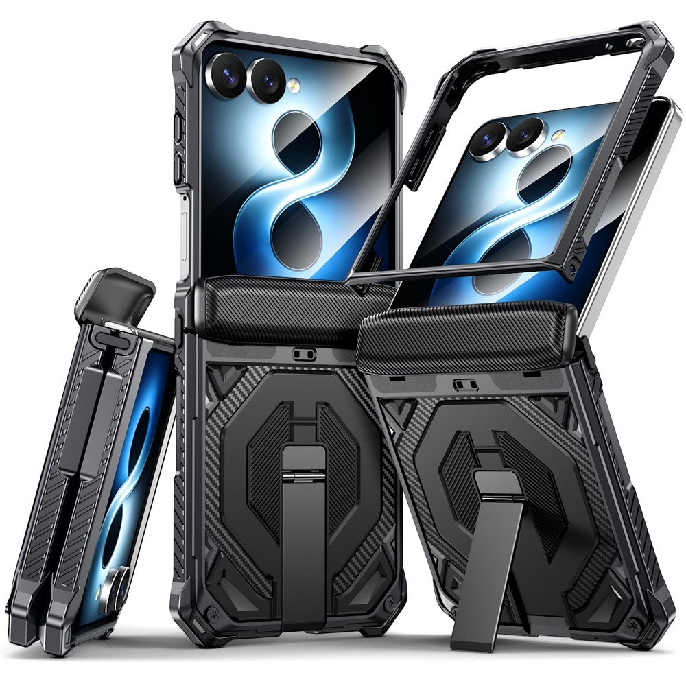 Samsung Galaxy Z Flip8 / Flip7 EIDERWOOD Håndværkercover m. Indbygget Kickstand - MagSafe Kompatibel - Sort