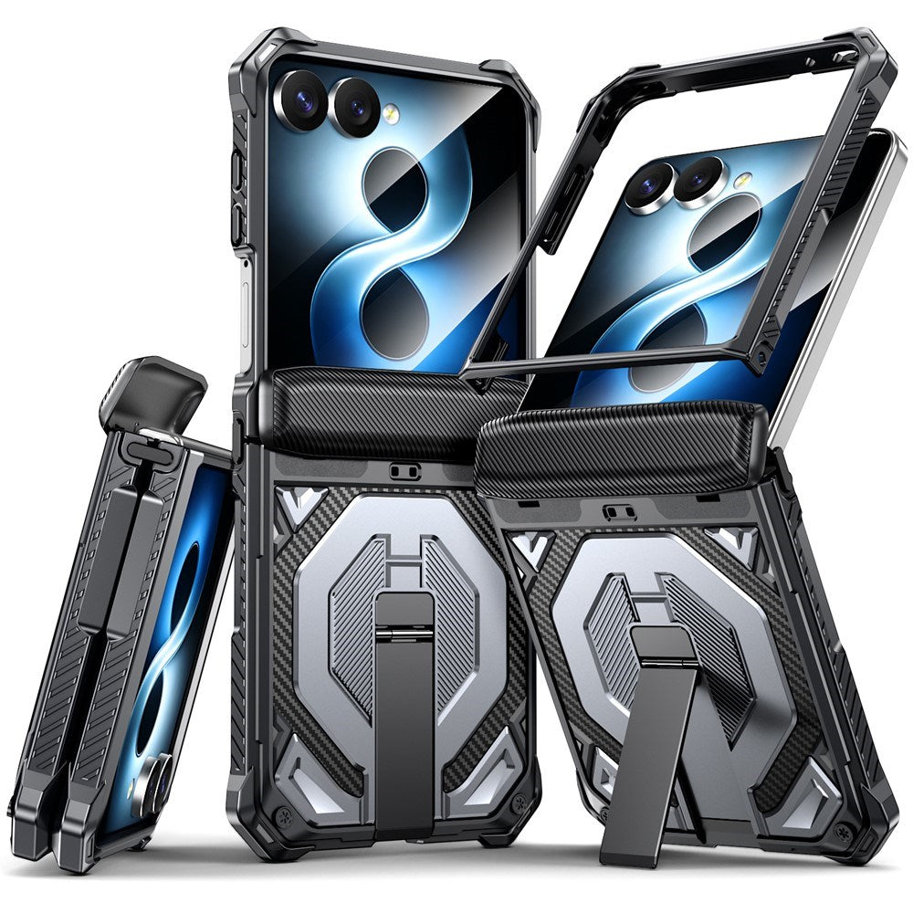 Samsung Galaxy Z Flip8 / Flip7 EIDERWOOD Håndværkercover m. Indbygget Kickstand - MagSafe Kompatibel - Sort / Grå
