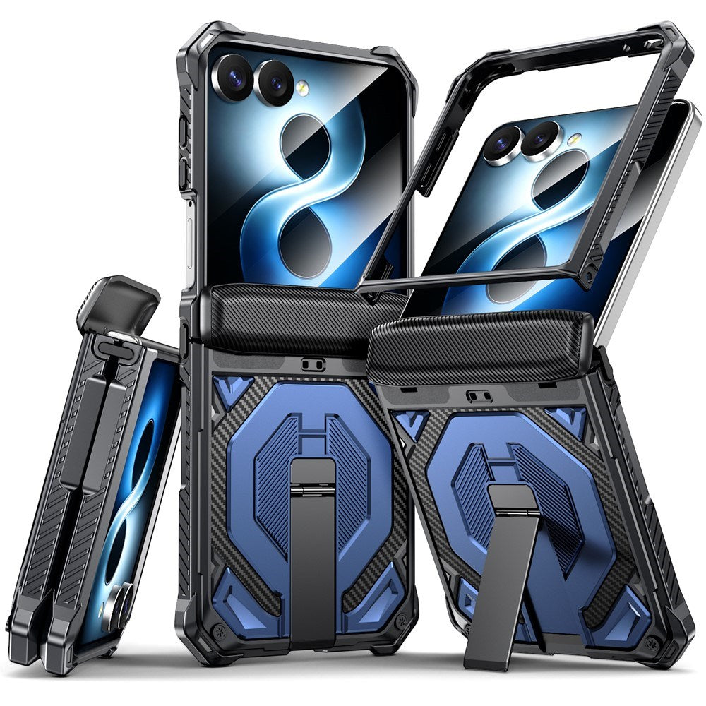 Samsung Galaxy Z Flip8 / Flip7 EIDERWOOD Håndværkercover m. Indbygget Kickstand - MagSafe Kompatibel - Sort / Blå